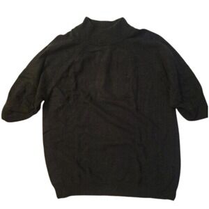 Banana Republic Mock Neck Short Sleeve Knit Top Sweater Black M